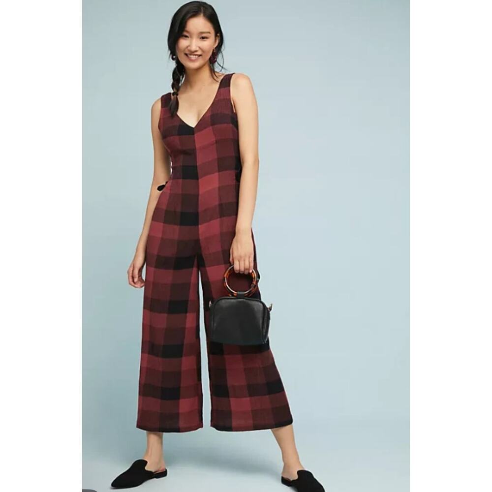 Anthropologie Ett Twa Checked Wide Leg Jumpsuit